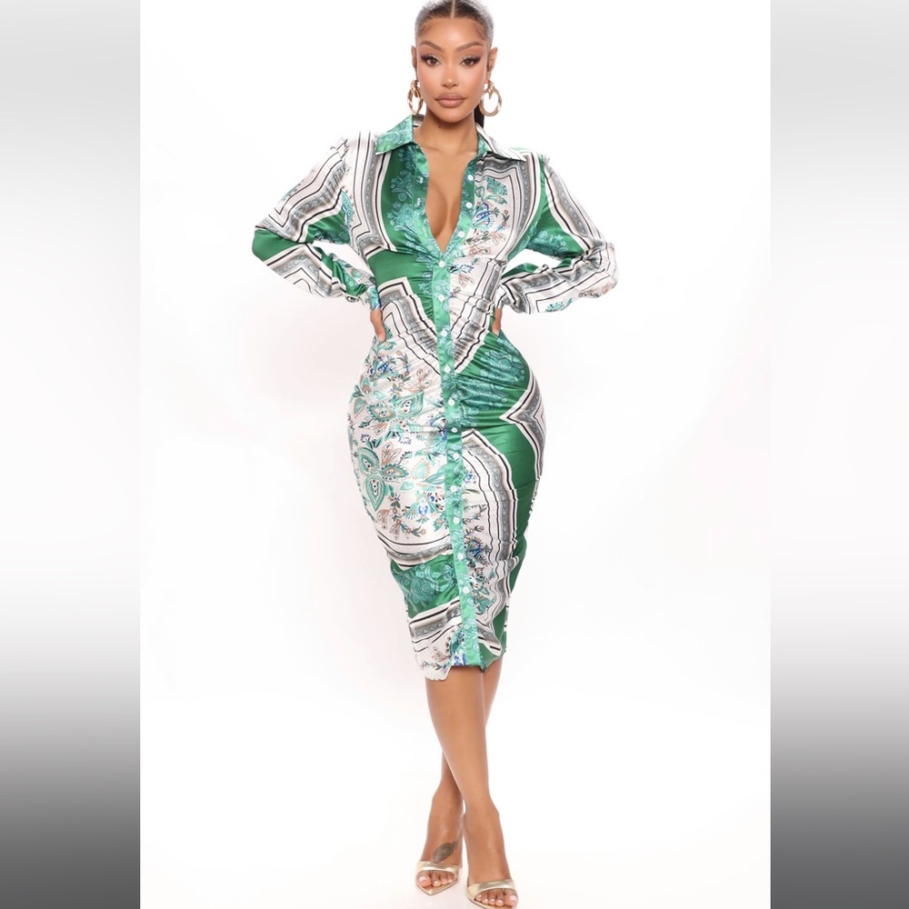 Becoming Richer Satin Shirt Dress